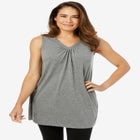 Perfect Sleeveless Shirred V-Neck Tunic image number null