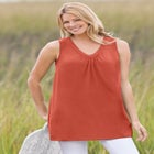 Perfect Sleeveless Shirred V-Neck Tunic image number null