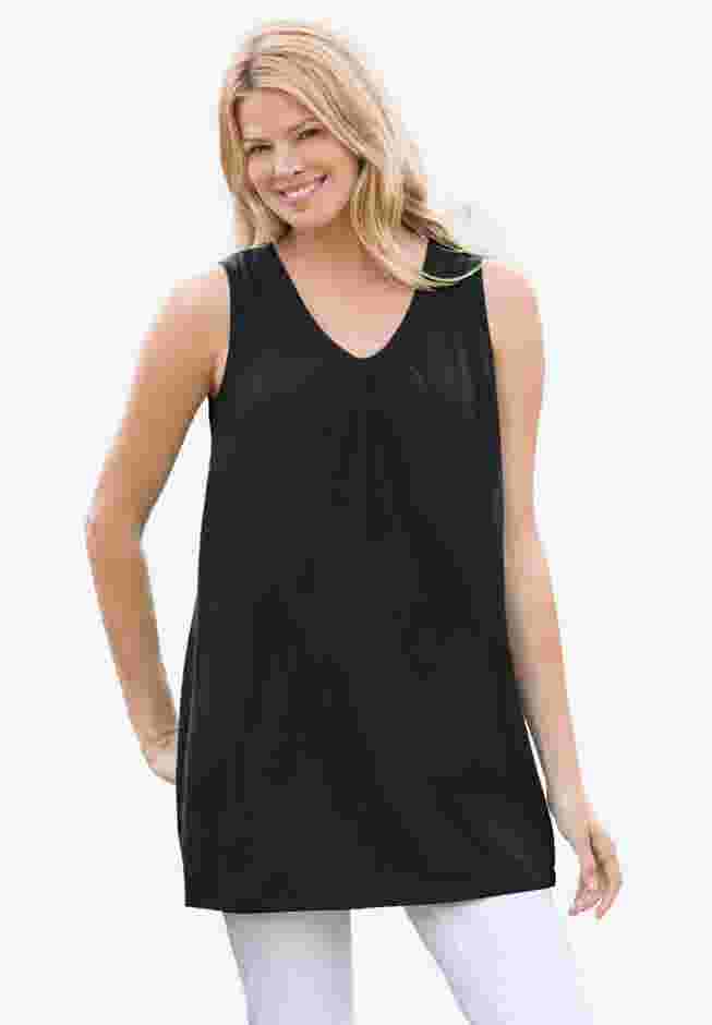 Perfect Sleeveless Shirred V-Neck Tunic image number 0