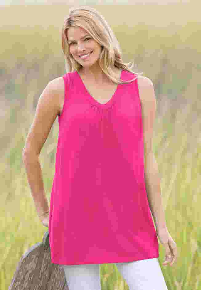 Perfect Sleeveless Shirred V-Neck Tunic image number 0