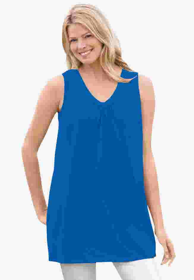Perfect Sleeveless Shirred V-Neck Tunic image number 0