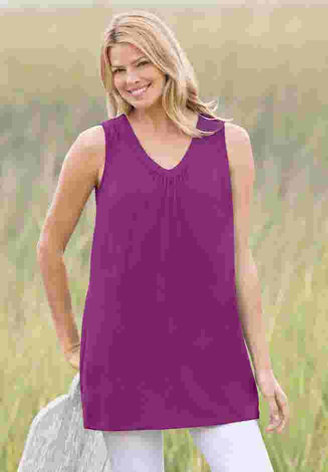 Perfect Sleeveless Shirred V-Neck Tunic image number 0