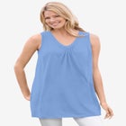 Perfect Sleeveless Shirred V-Neck Tunic image number null