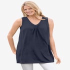 Perfect Sleeveless Shirred V-Neck Tunic image number null