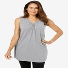 Perfect Sleeveless Shirred V-Neck Tunic image number null