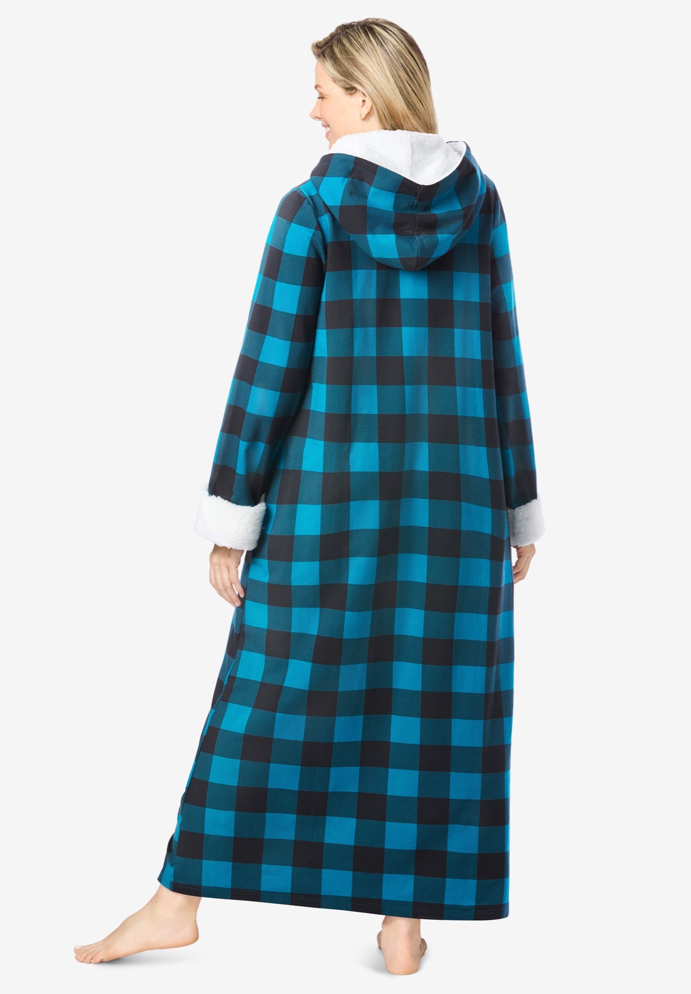 Sherpa-Lined Long Hooded Robe image number 1