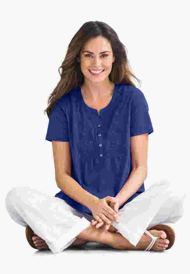 Eyelet Henley Tee image number 6
