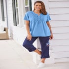 Eyelet Henley Tee image number null