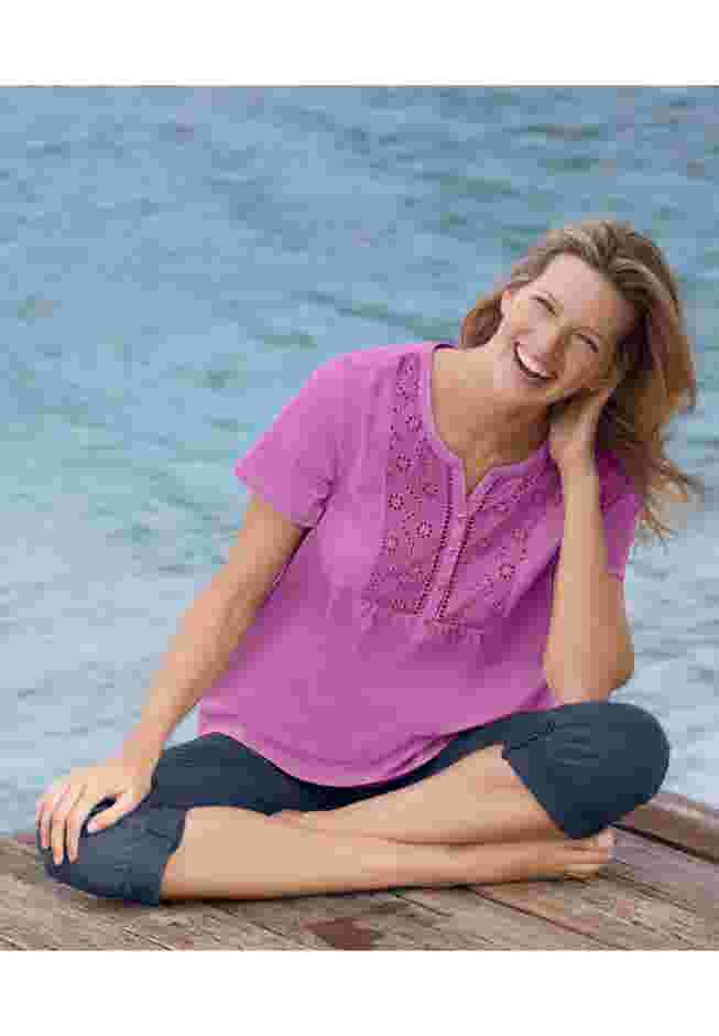 Eyelet Henley Tee image number 8