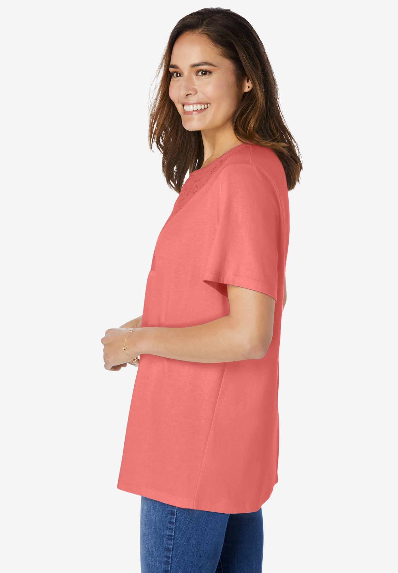 Eyelet Henley Tee image number 2