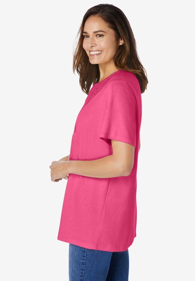 Eyelet Henley Tee image number 2