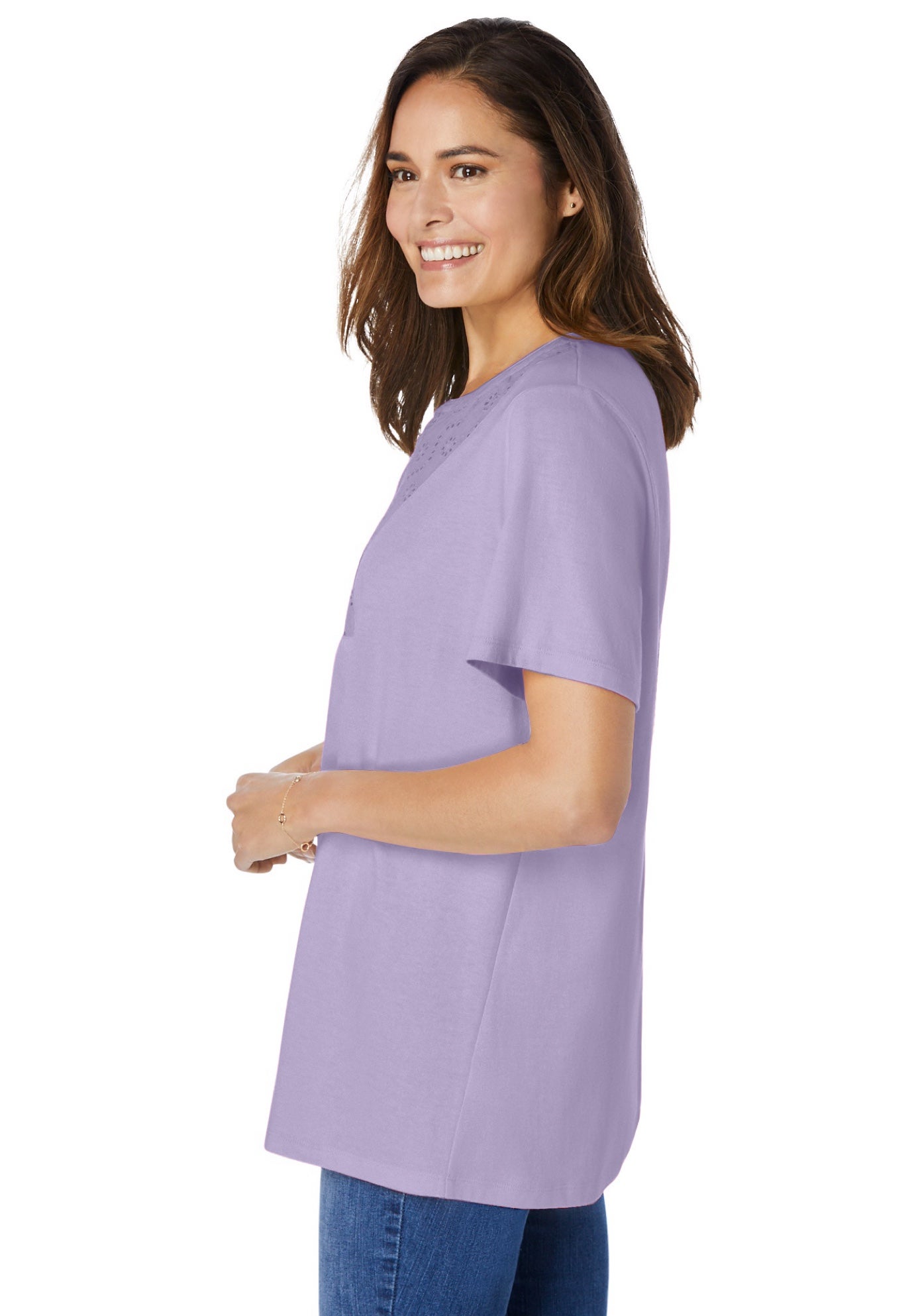 Eyelet Henley Tee image number 2