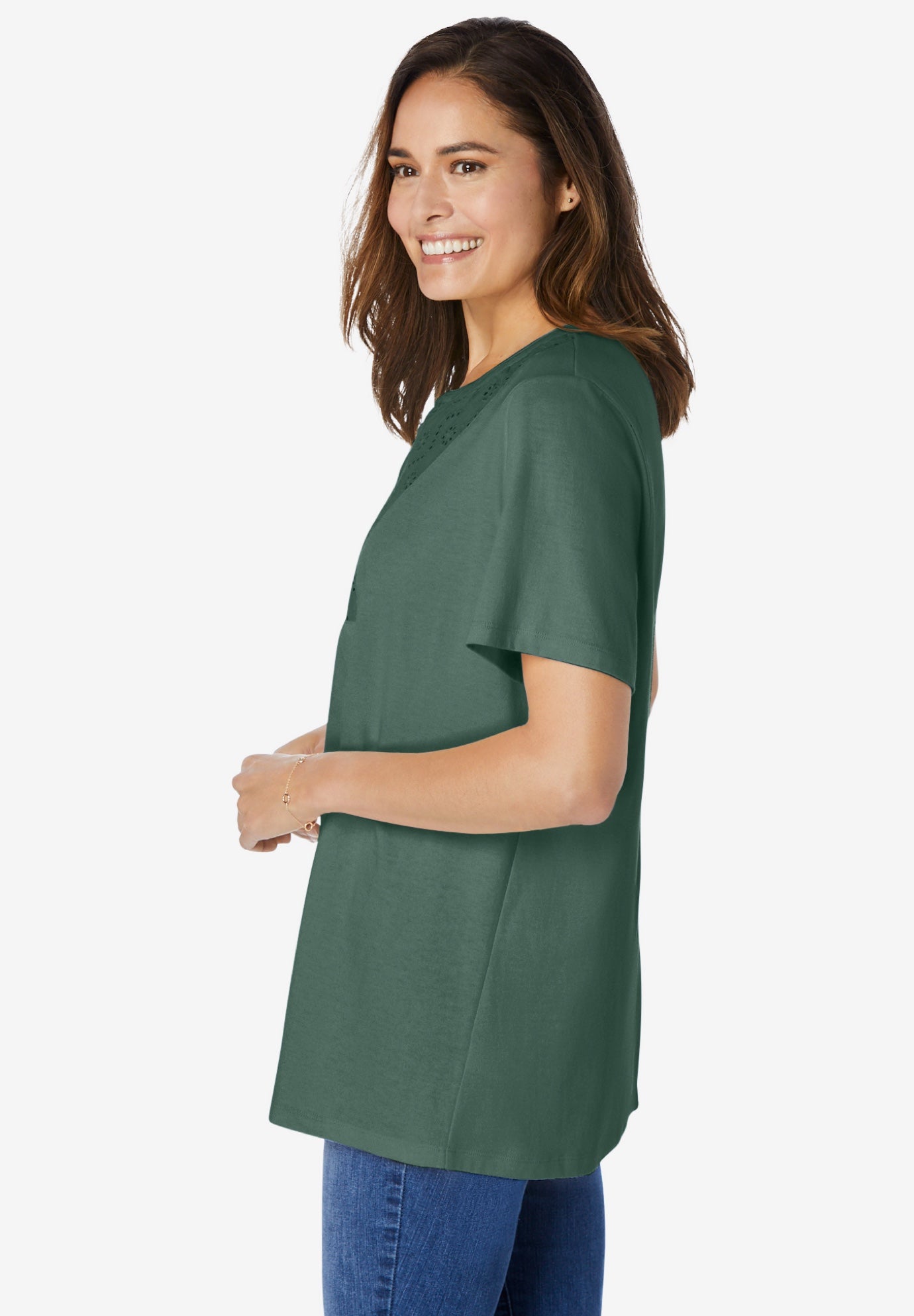 Eyelet Henley Tee image number 2