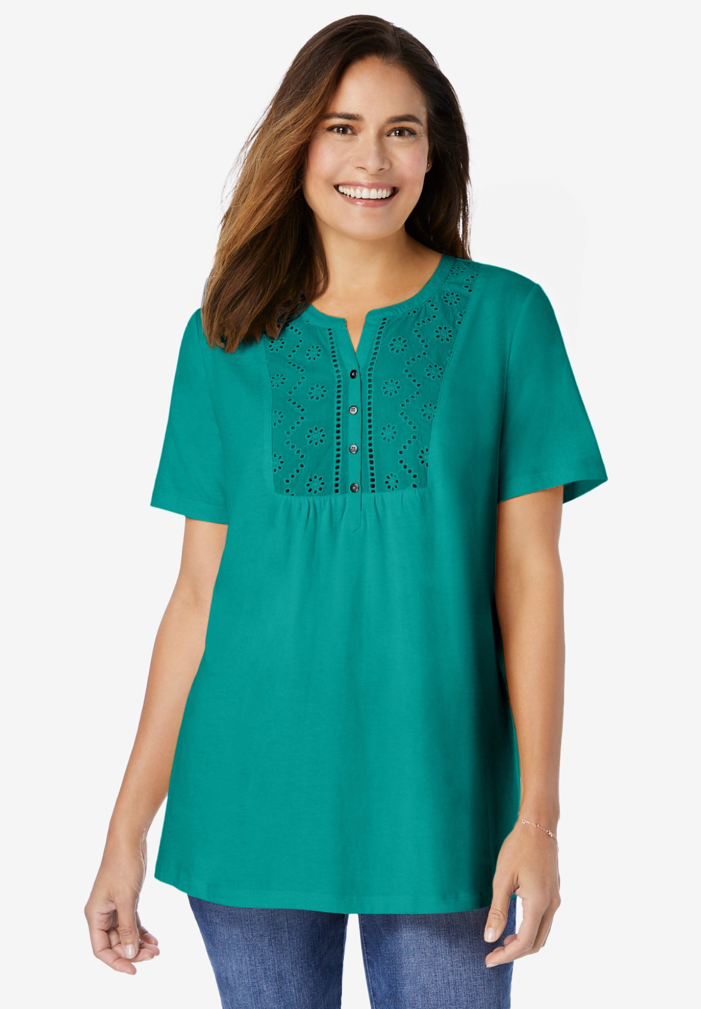 Eyelet Henley Tee image number 0