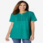 Eyelet Henley Tee image number null