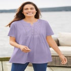 Eyelet Henley Tee image number null