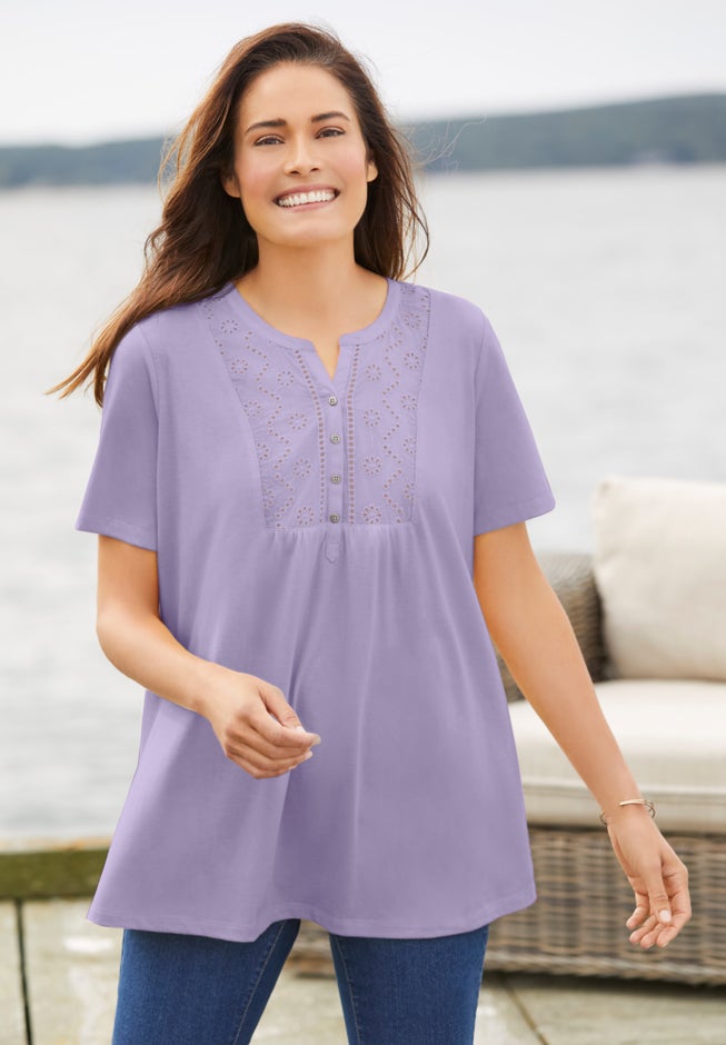 Eyelet Henley Tee image number 0