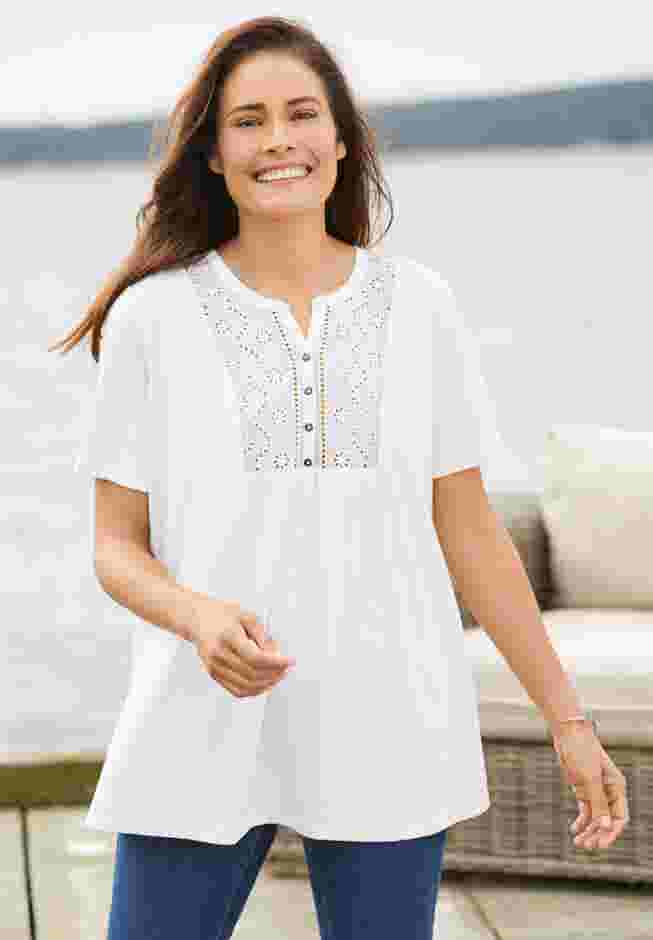 Eyelet Henley Tee image number 0