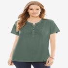 Eyelet Henley Tee image number 0