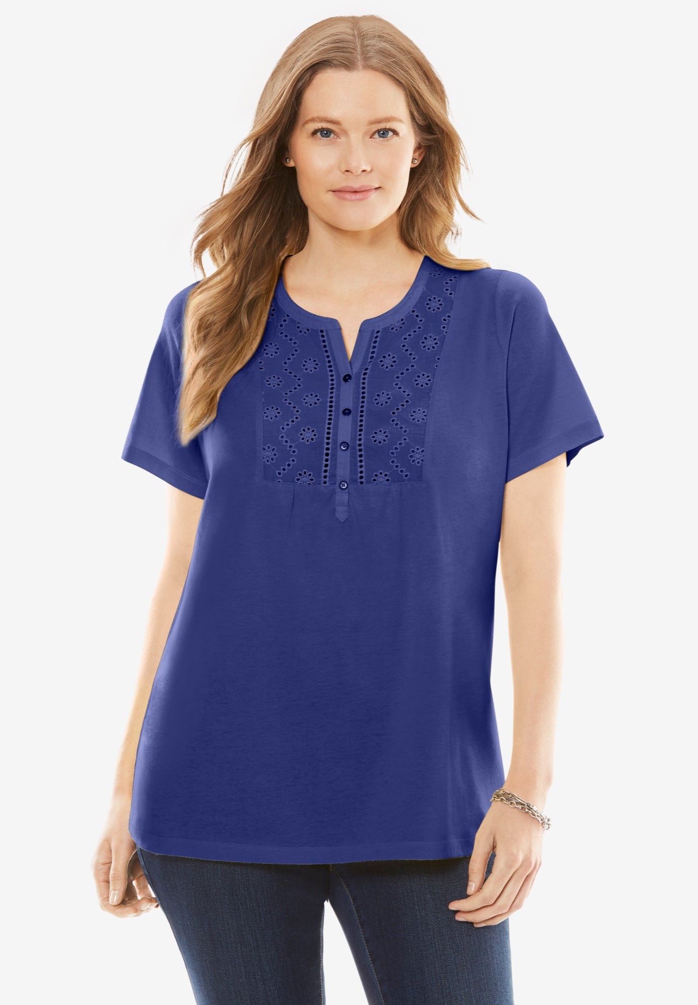 Eyelet Henley Tee image number 0
