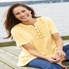 Eyelet Henley Tee image number null