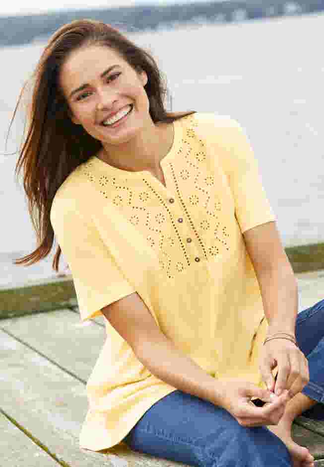 Eyelet Henley Tee image number 0