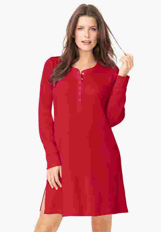 Thermal Henley Sleepshirt  image number 0