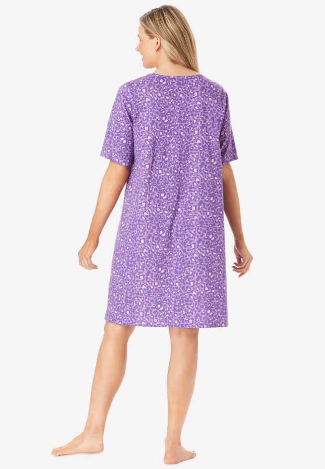 Shirred Short-Sleeve Sleepshirt image number 1