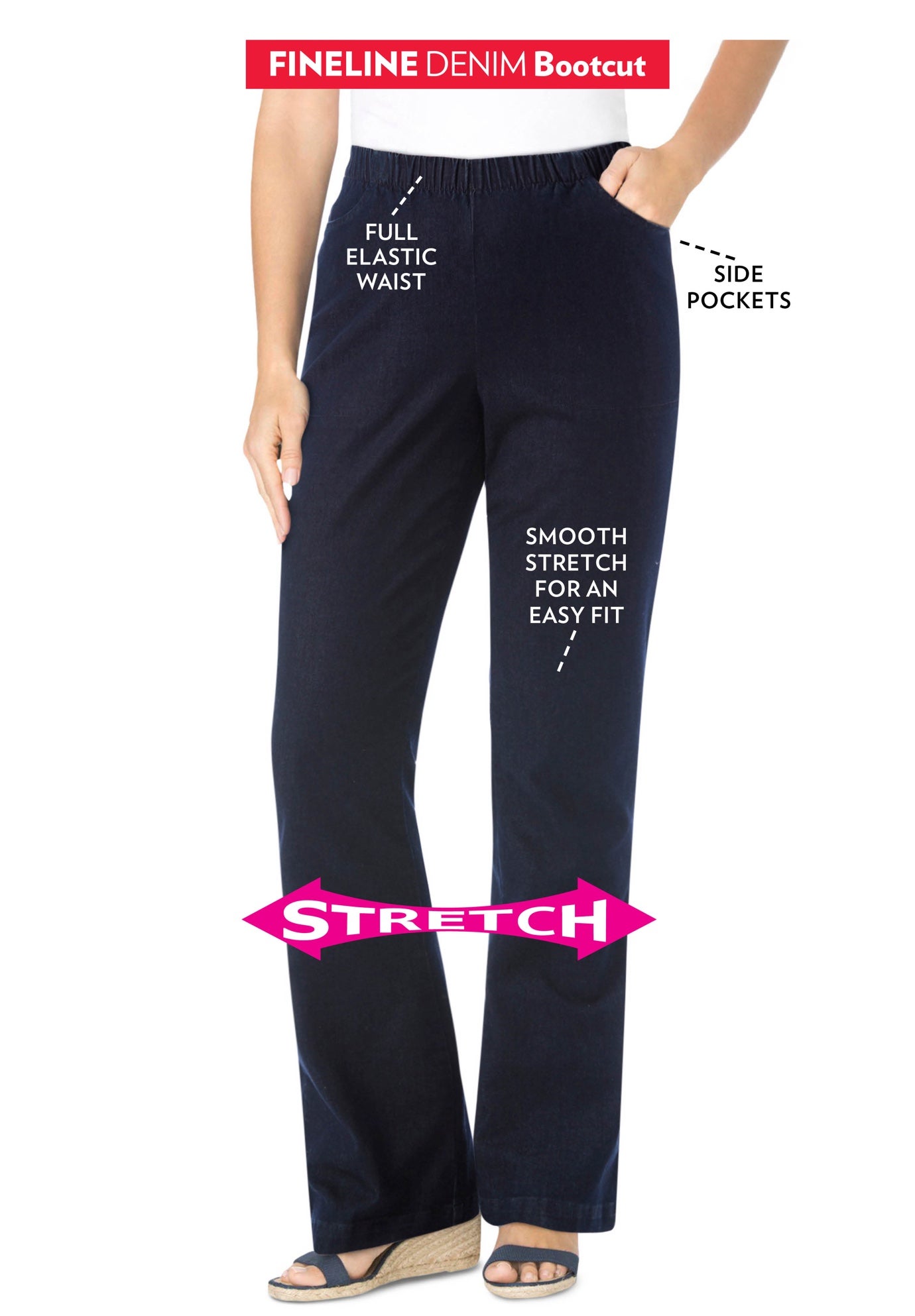 Fineline Stretch Denim Pull-On Bootcut Jeans image number 1