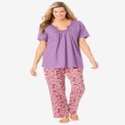 Embroidered Short-Sleeve Sleep Top image number null