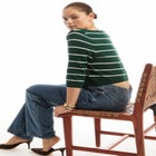 Cropped Boat Neck Sweater image number null