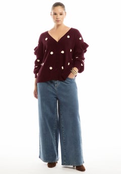 Ruffle-Sleeve Cardigan
