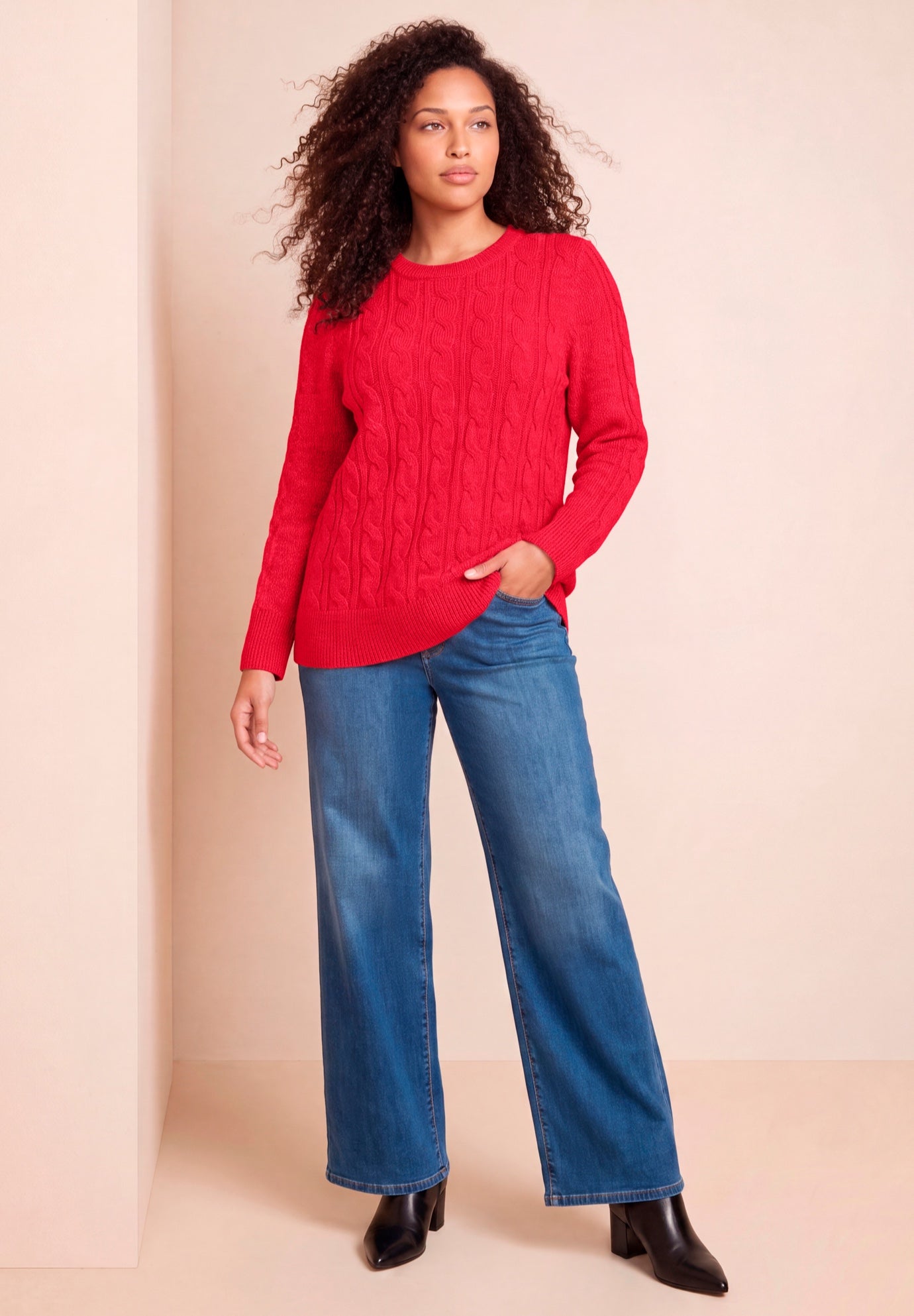 Plus Size Cozy Cable Crewneck Sweater image number 0
