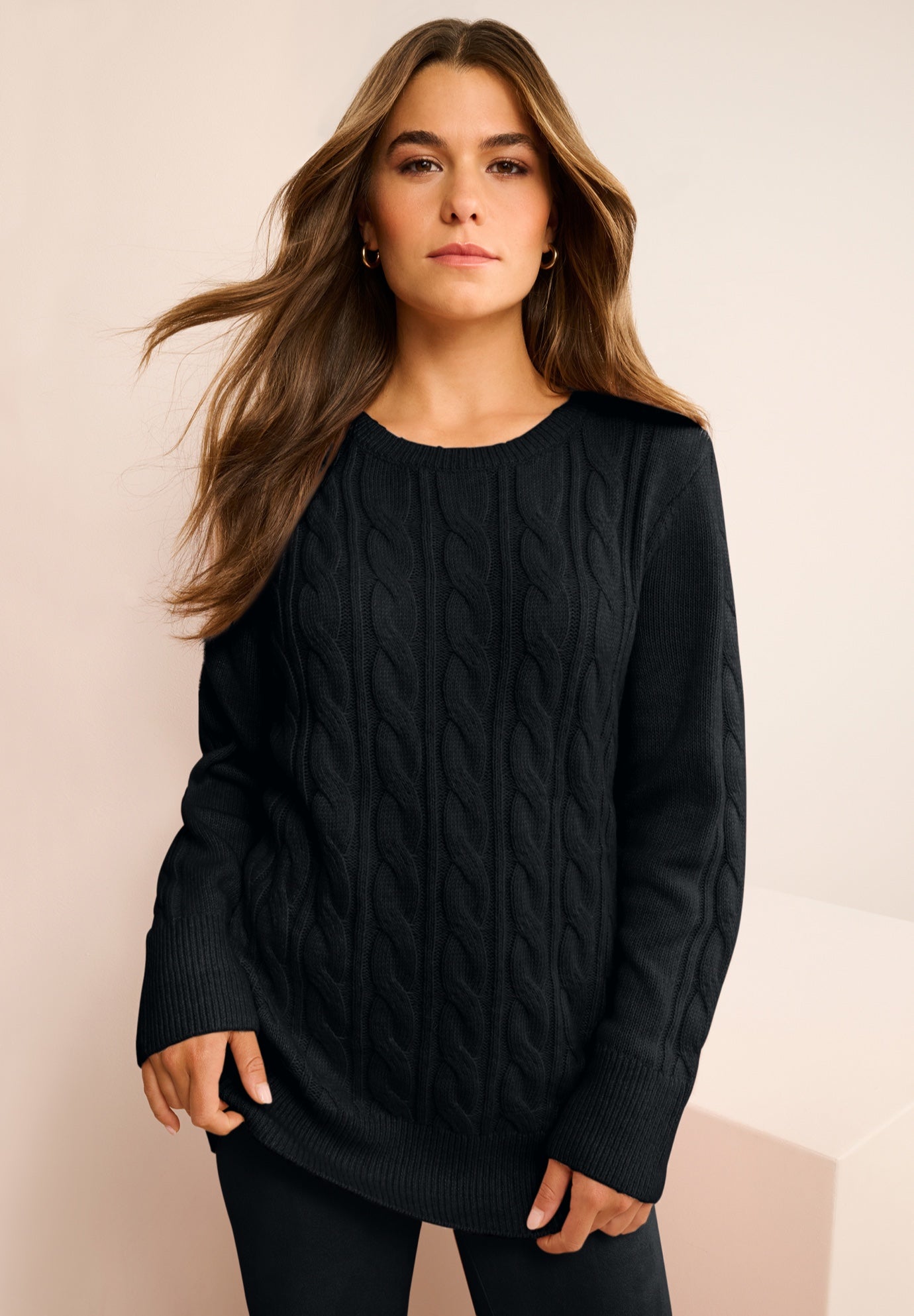 Plus Size Cozy Cable Crewneck Sweater image number 0