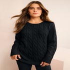 Plus Size Cozy Cable Crewneck Sweater image number 0