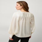 Satin Blouson Sleeve Button Front Blouse image number null