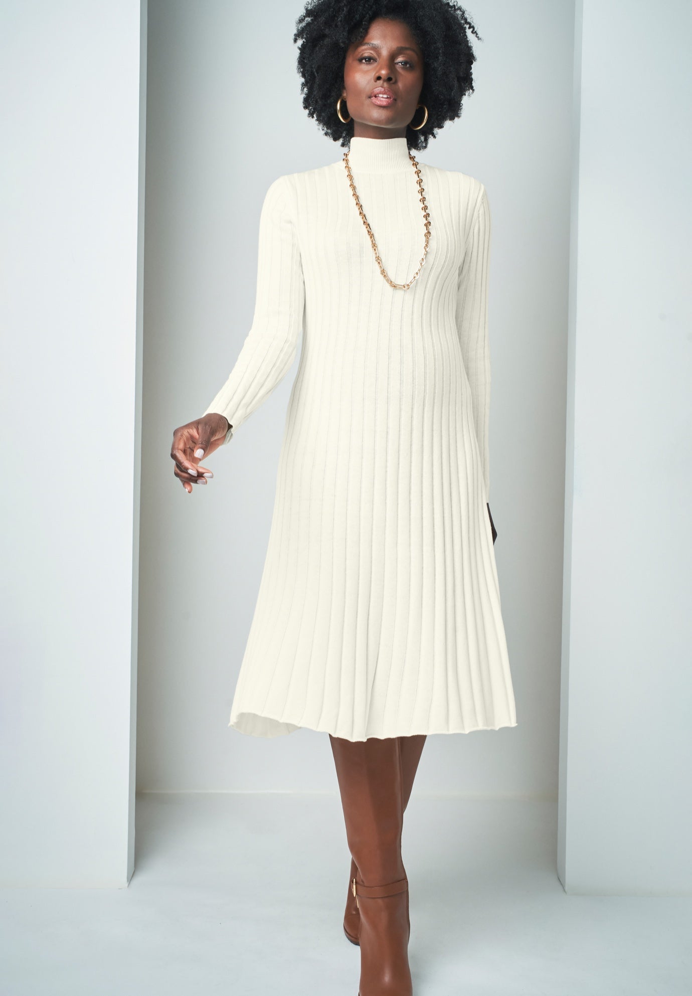 Mock Neck Midi Sweater Dress image number 0