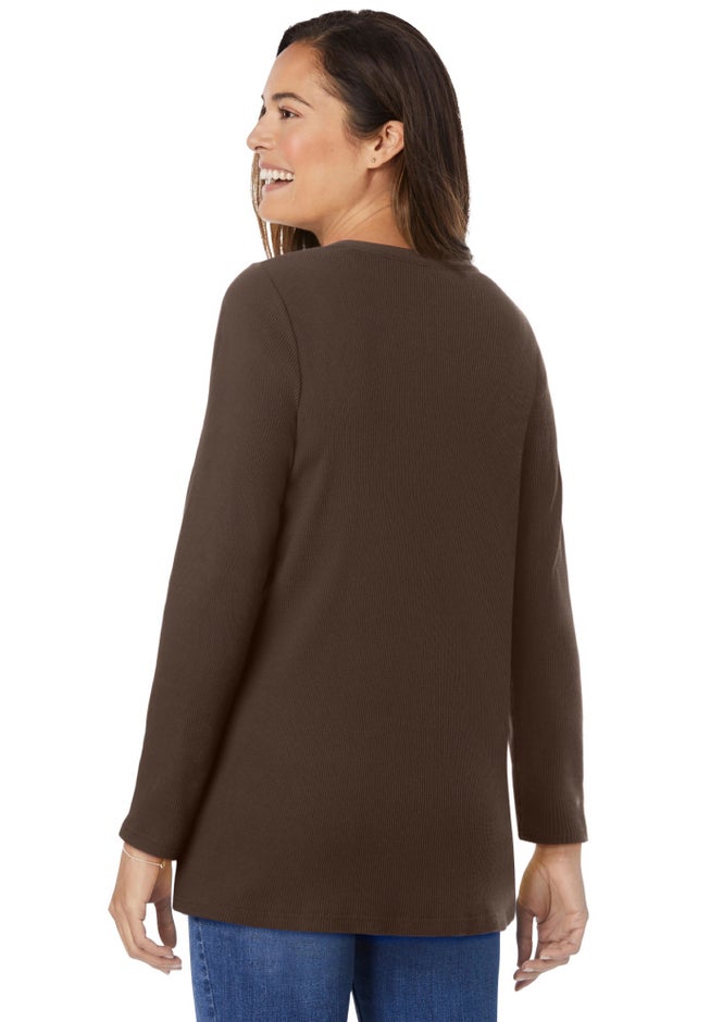 Embroidered Thermal Henley Tee image number 2