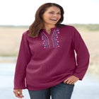 Embroidered Thermal Henley Tee image number null