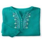 Embroidered Thermal Henley Tee image number null