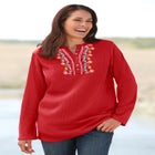 Embroidered Thermal Henley Tee image number null