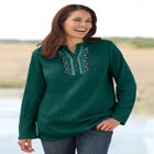 Embroidered Thermal Henley Tee image number null