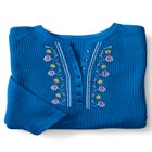 Embroidered Thermal Henley Tee image number null