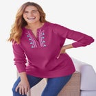 Embroidered Thermal Henley Tee image number null