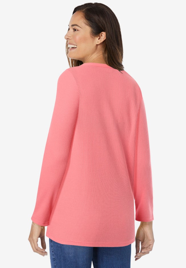 Embroidered Thermal Henley Tee image number 2