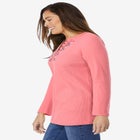 Embroidered Thermal Henley Tee image number null