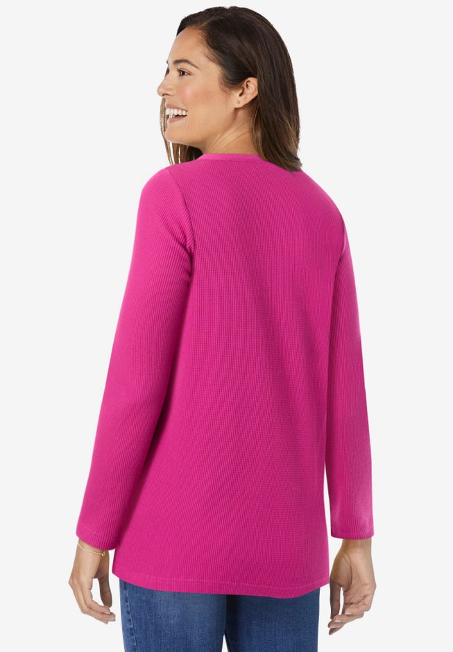 Embroidered Thermal Henley Tee image number 1