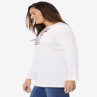 Embroidered Thermal Henley Tee image number null