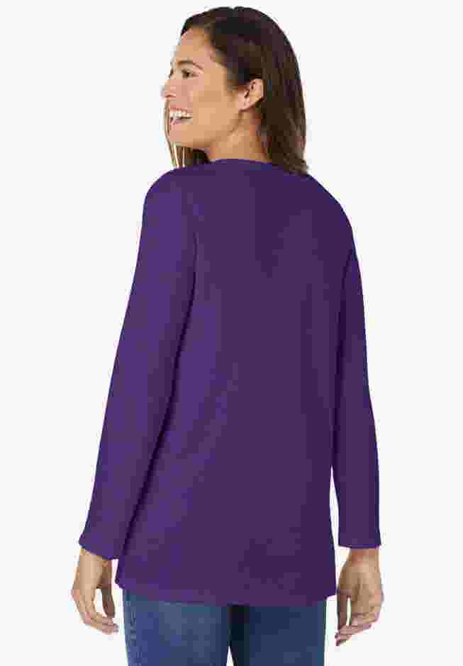 Embroidered Thermal Henley Tee image number 1