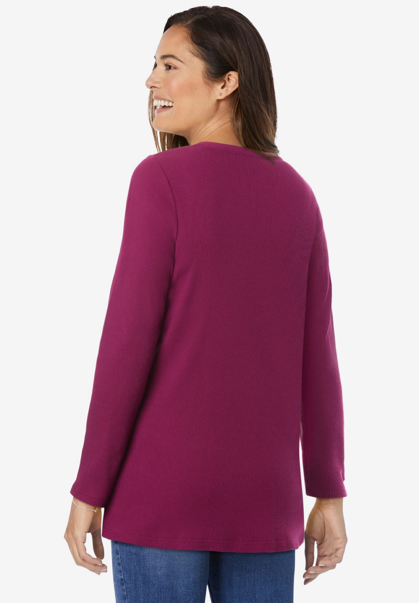 Embroidered Thermal Henley Tee image number 2